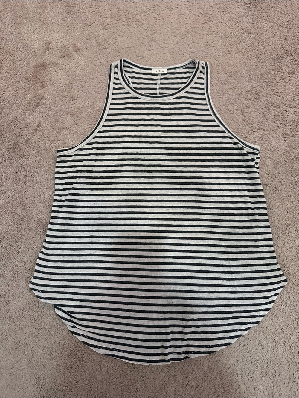 En Creme Striped Tank Top in Cream & Black Size Small